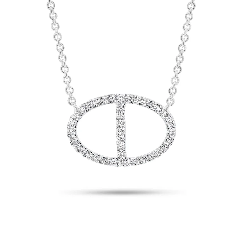 Diamond Oval Link Pendant Necklace