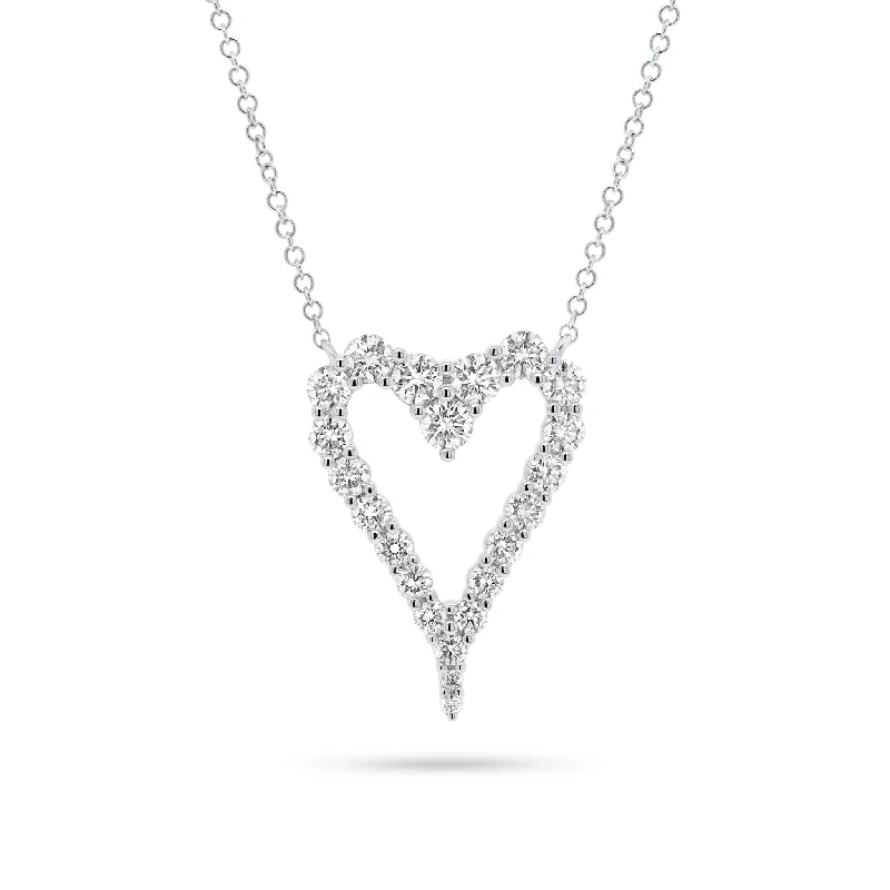 Diamond Open Elongate Heart Necklace