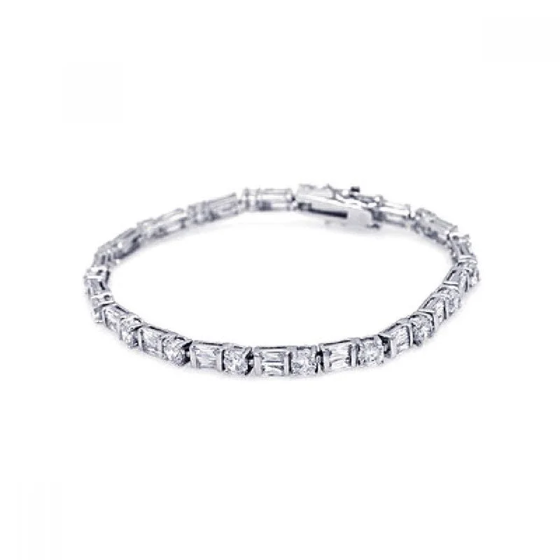 Silver 925 Rhodium Plated Multiple CZ Bracelet - BGB00005