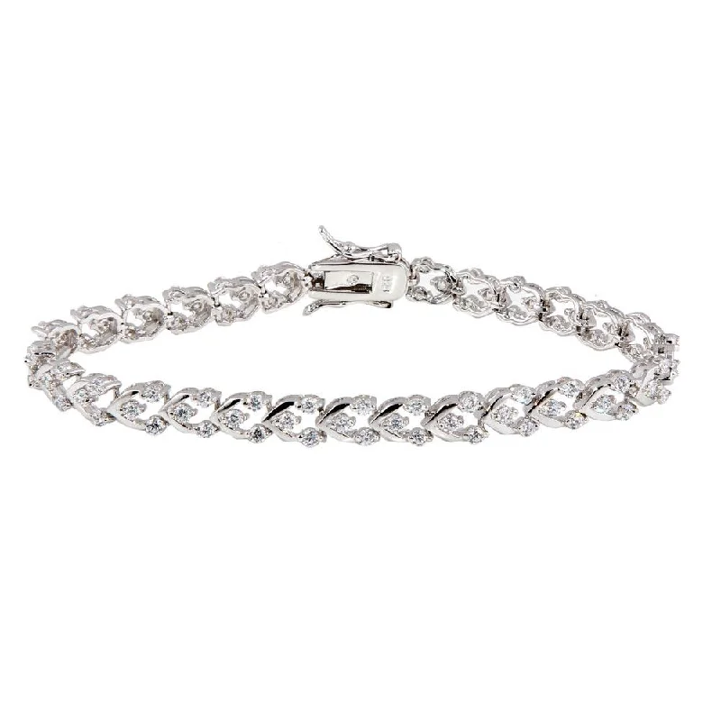 Silver 925 Rhodium Plated Clear Tennis CZ Bracelet - BGB00057