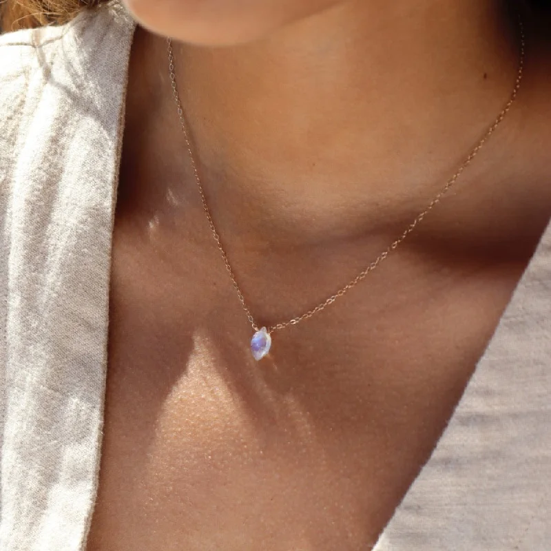 Faceted Moonstone Necklace in 14k Gold