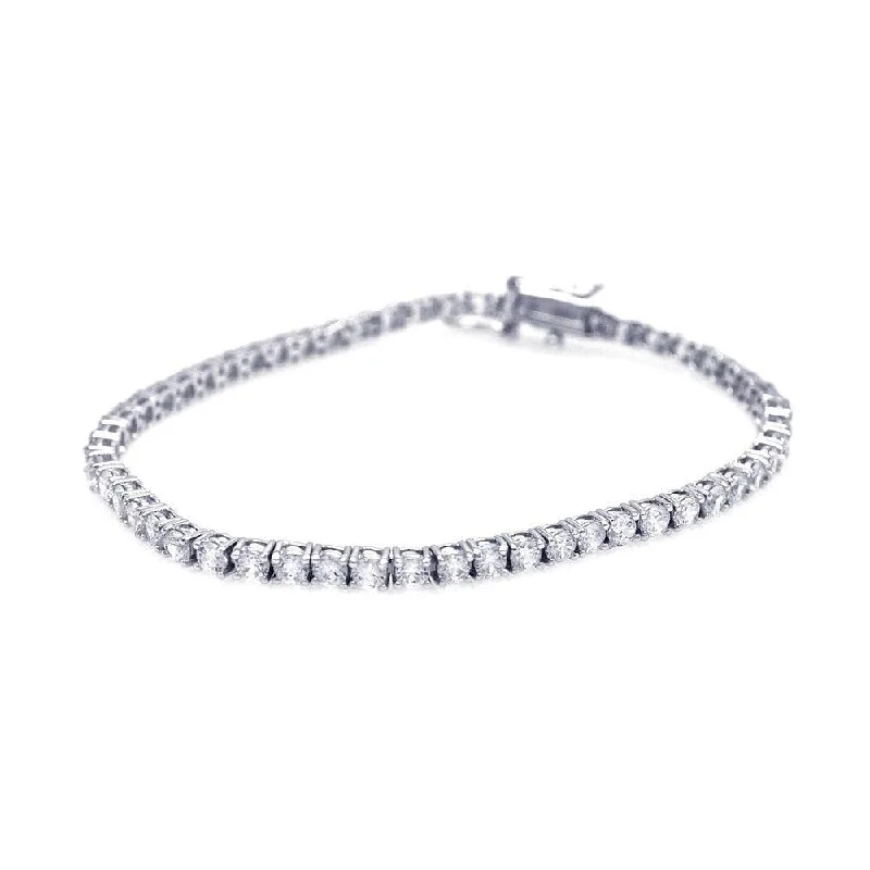 Silver 925 Rhodium Plated 3.3mm Clear CZ Tennis Bracelet - STB00427