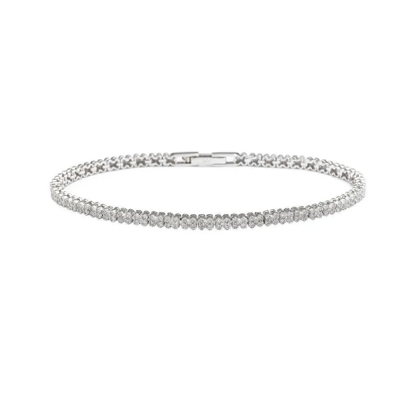 Silver 925 Rhodium Plated Multiple Clear CZ Bracelet - GMB00001RH