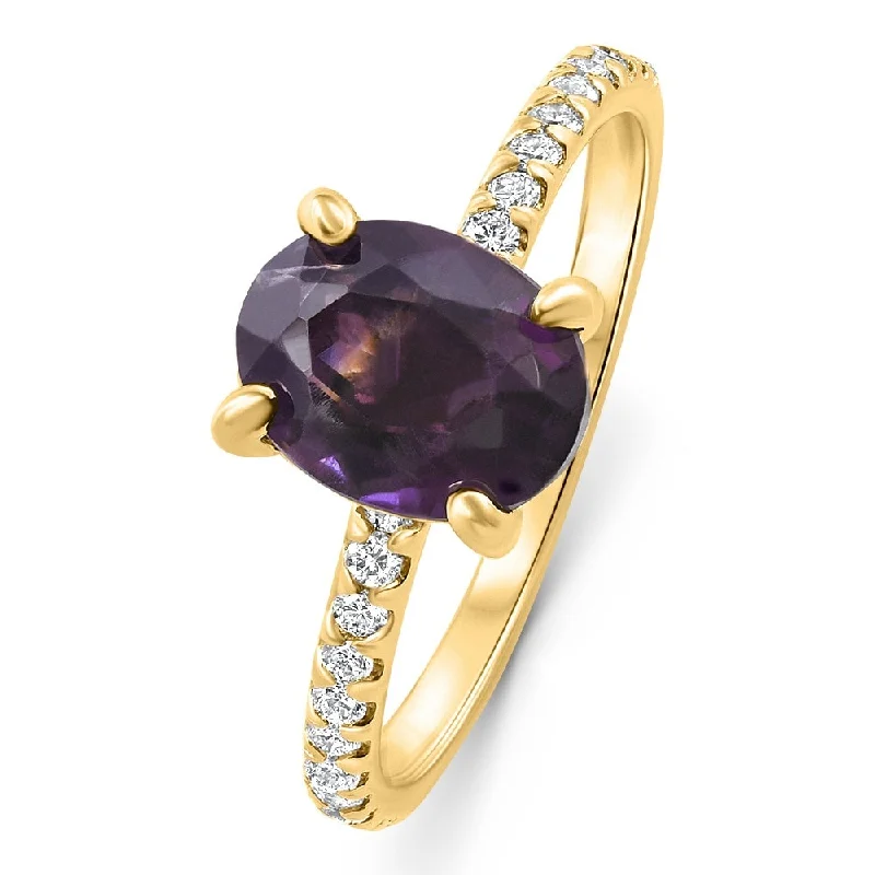 2Ct Amethyst & Diamond Anniversary Engagement Ring Gold Lab Grown