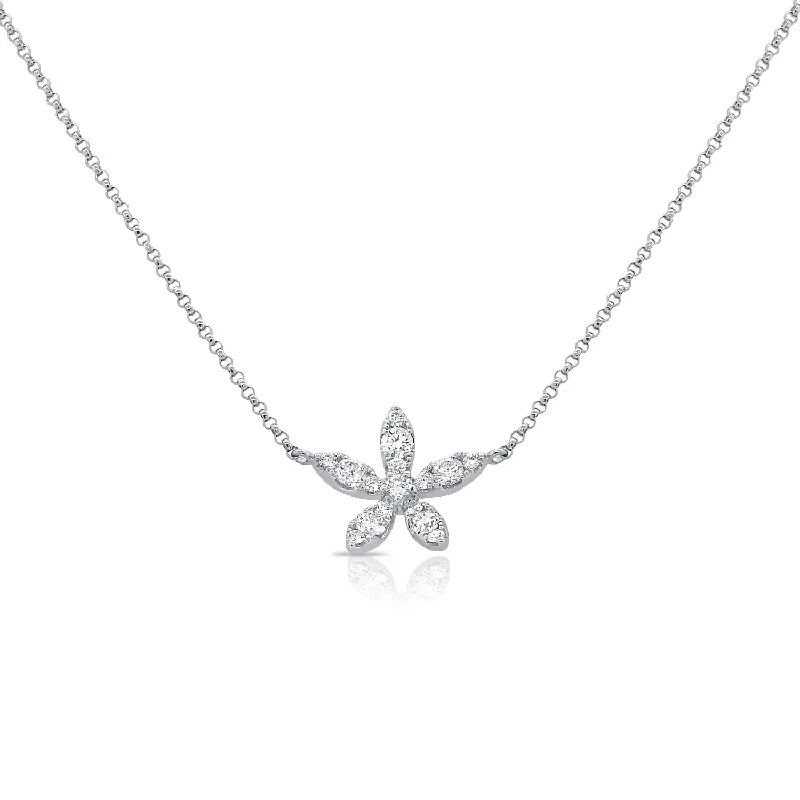 Diamond Delicate Flower Necklace