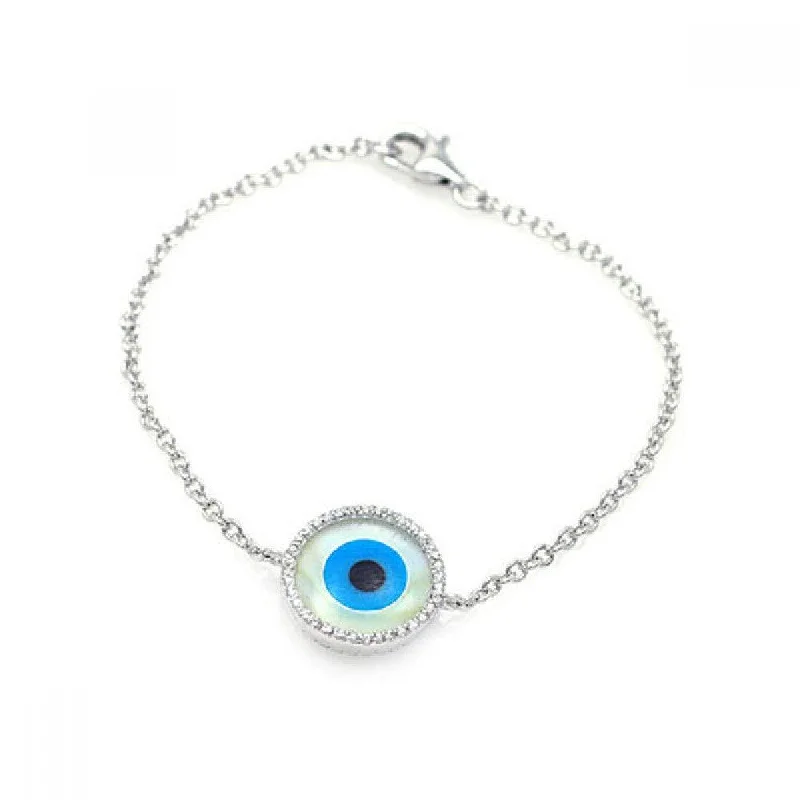 Silver 925 Rhodium Plated Evil Eye Bracelet - BGB00069