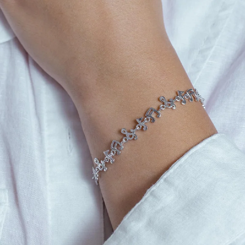 Silver 925 Rhodium Plated Music Note Tennis Bracelet - STB00301