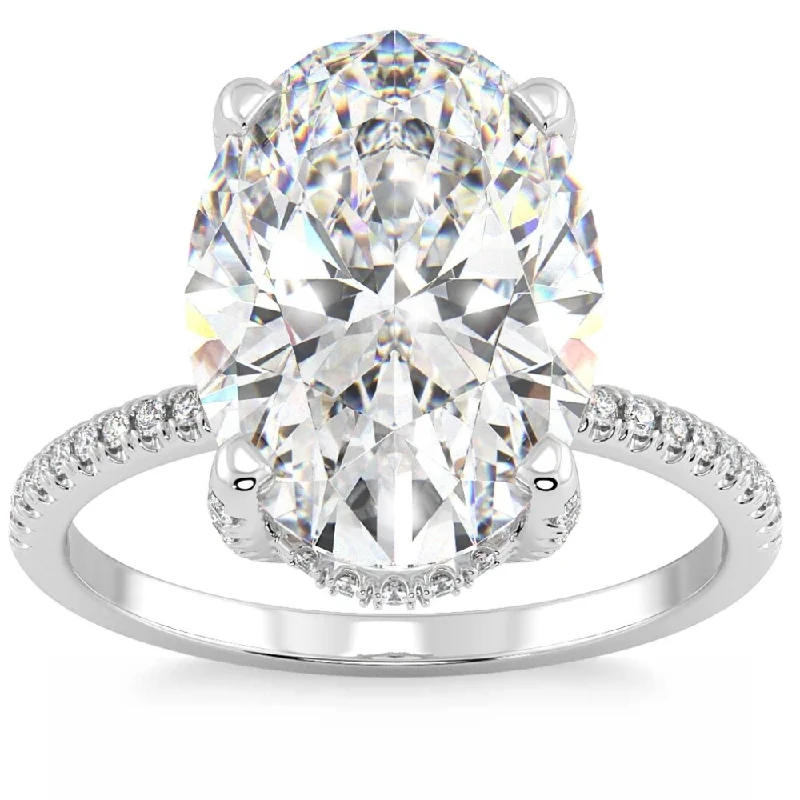 Certified 5.33Ct Oval Diamond Side Halo Engagement Ring Gold Lab Grown