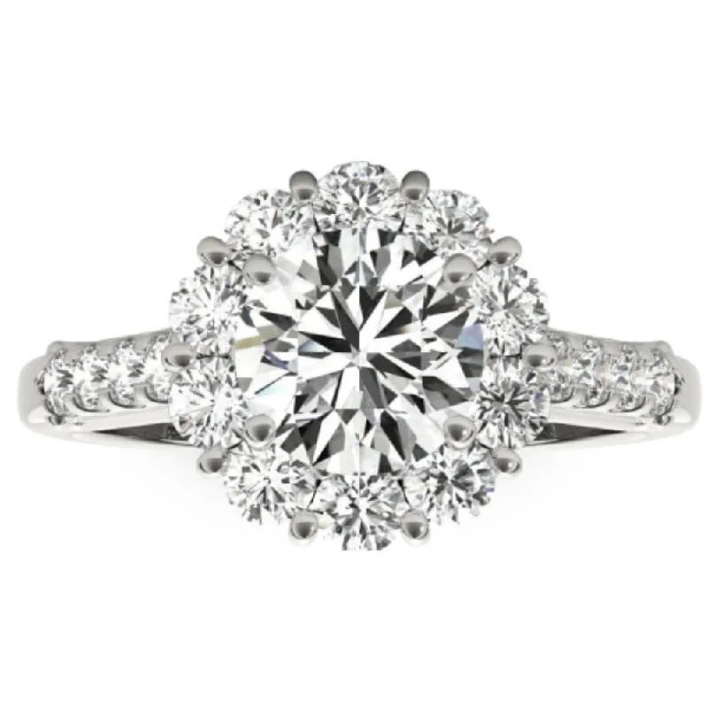 2 1/2 Ct Halo Diamond Engagement Ring White Gold Lab Grown