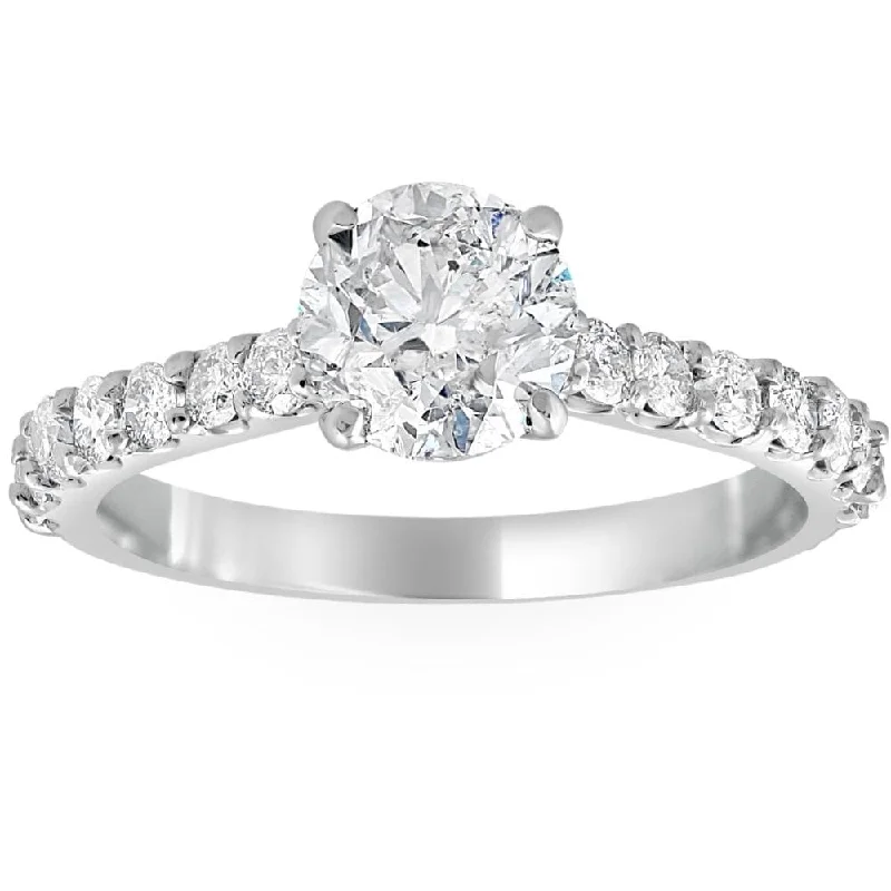 Platinum 1 1/4 Ct TDW Round Round Cut Diamond Engagement Ring